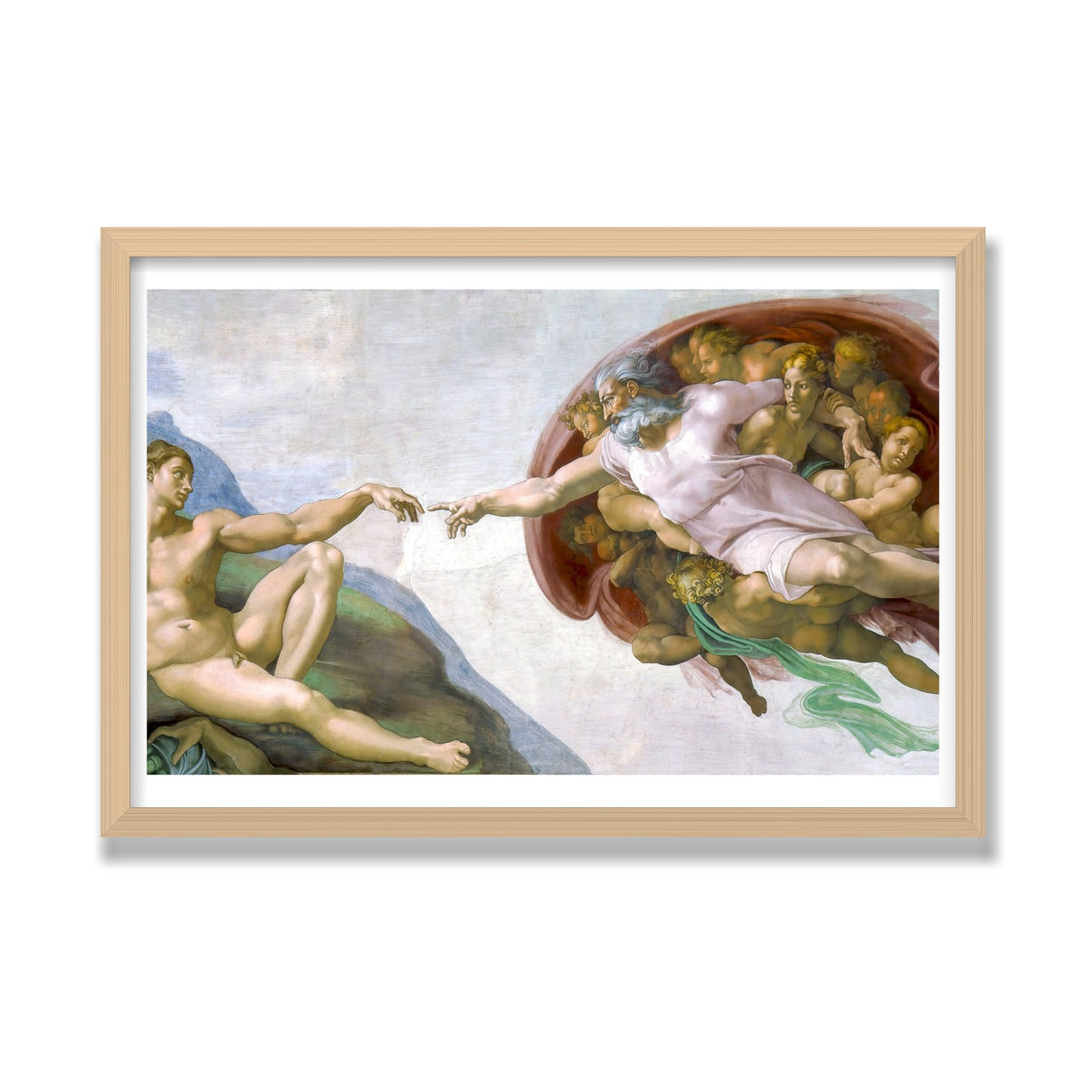 The Creation of Adam, 16 × 24 in, Natural Oak frame