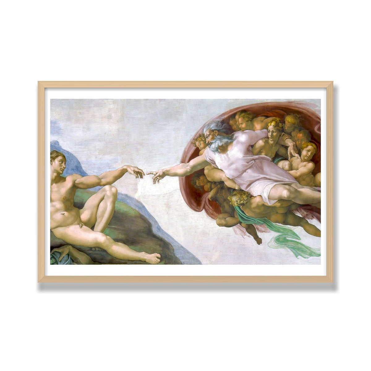 The Creation of Adam, 24 × 36 in, Natural Oak frame