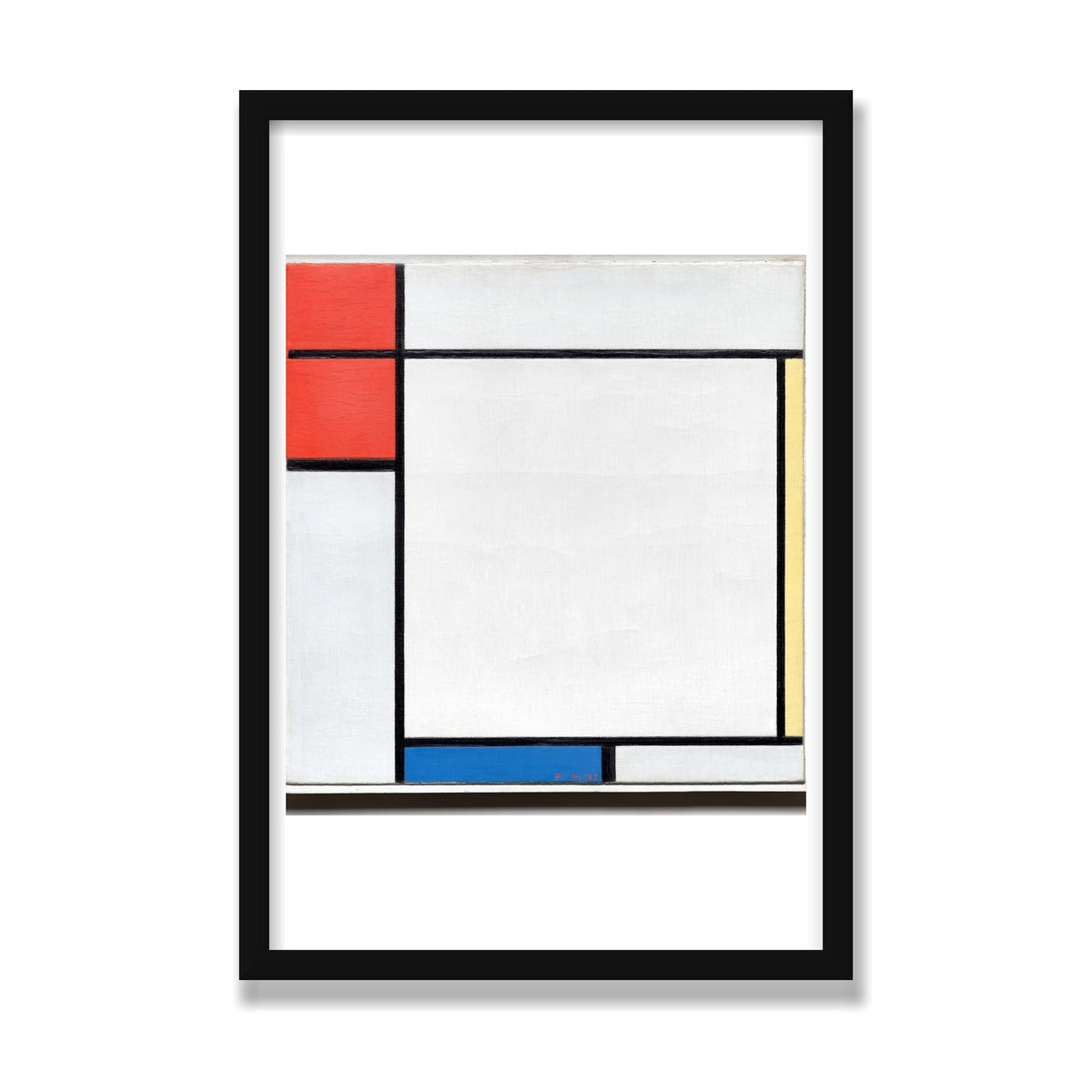 Composition with Red, Yellow, and Blue, 16 × 24 in, Black Satin frame