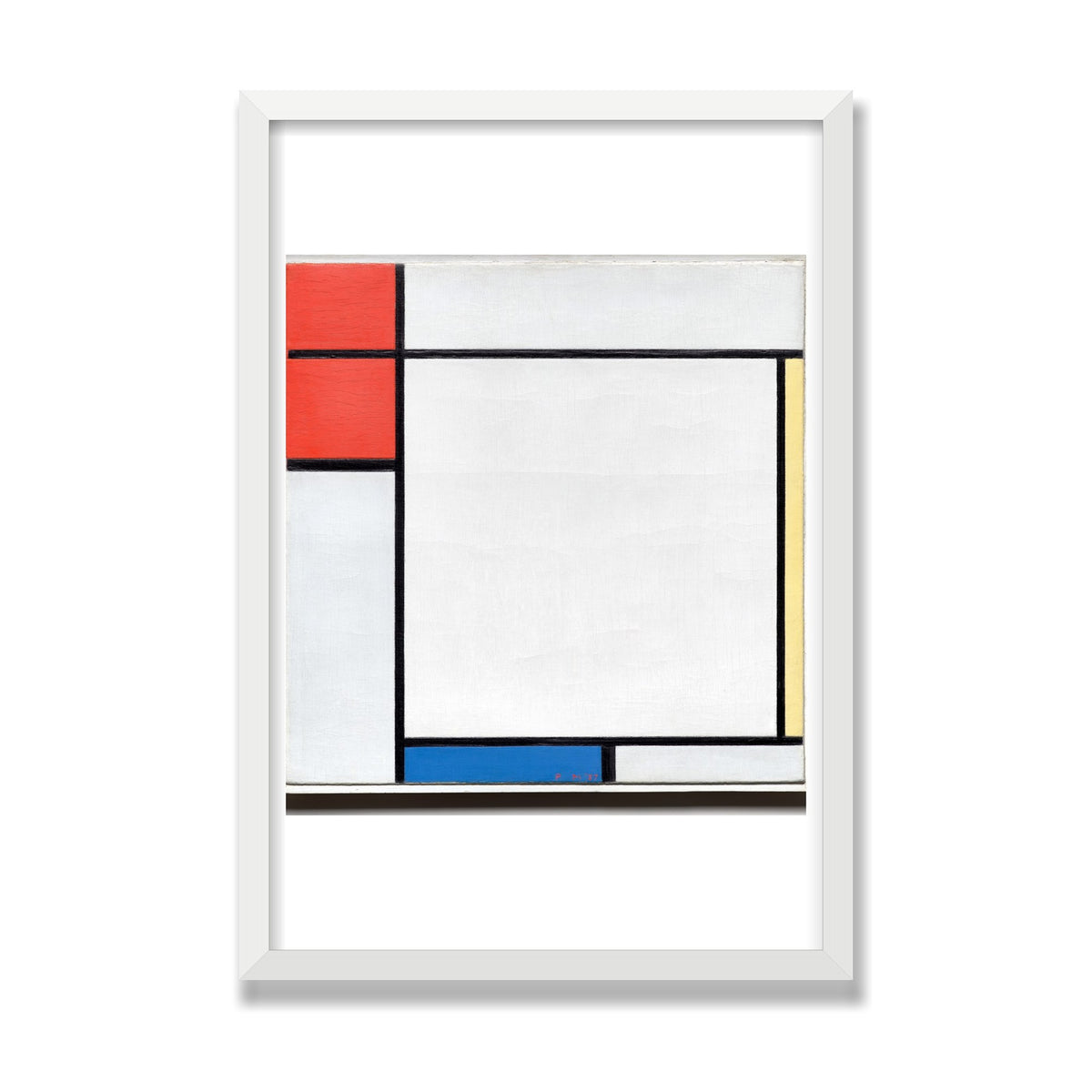 Composition with Red, Yellow, and Blue, 16 × 24 in, White Satin frame
