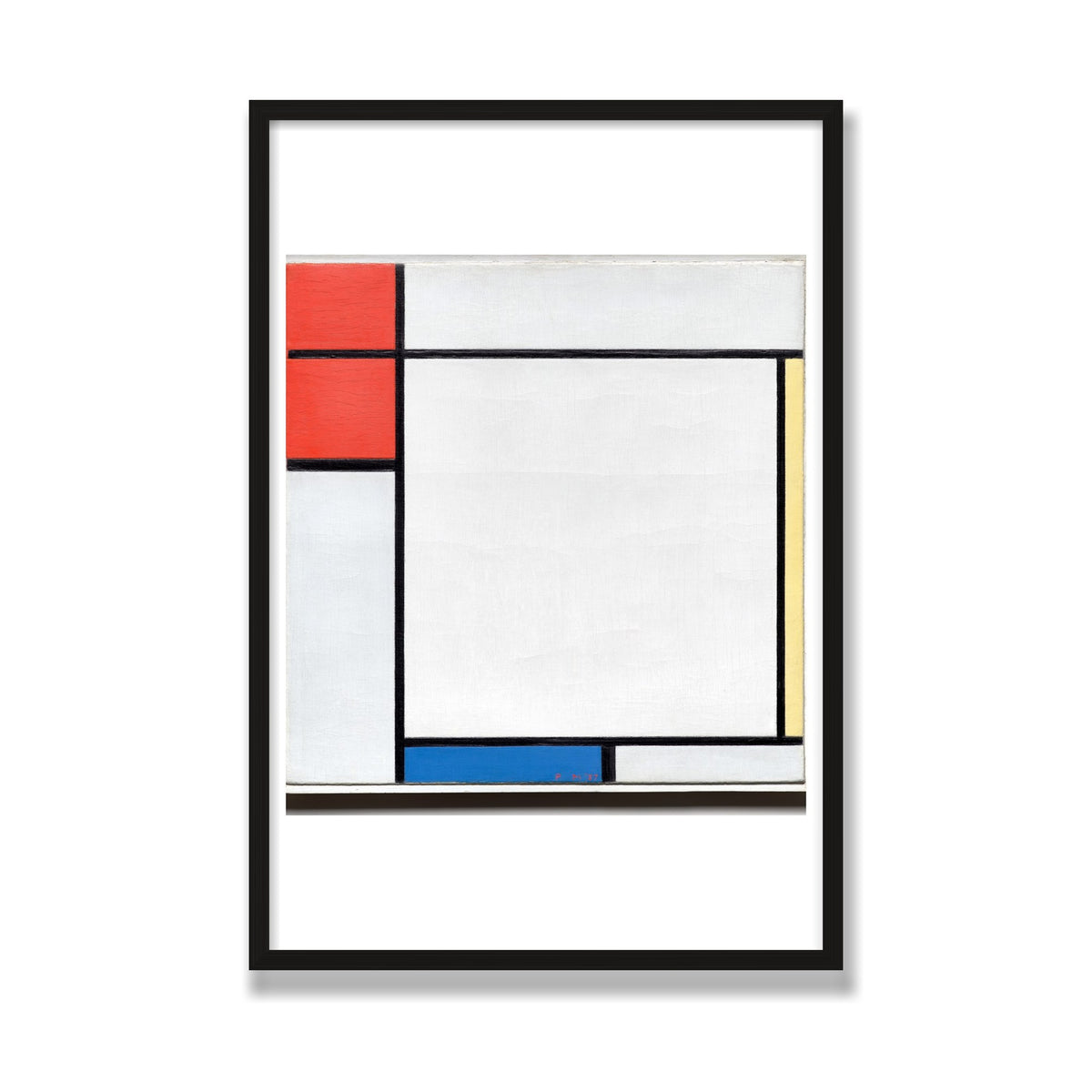 Composition with Red, Yellow, and Blue, 24 × 36 in, Black Oak frame