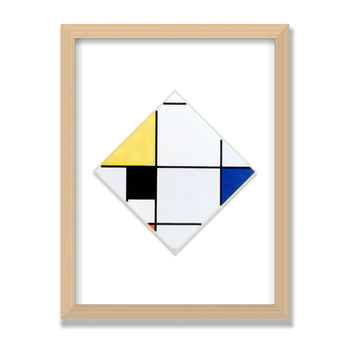 Lozenge Composition, 12 × 16 in, Natural Oak frame