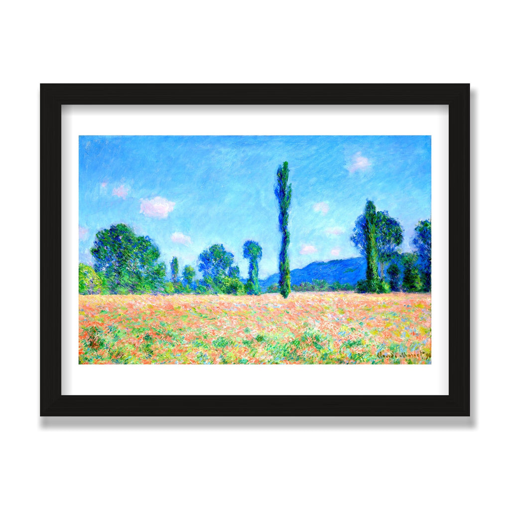 Poppy Field, Giverny, 12 × 16 in, Black Oak frame