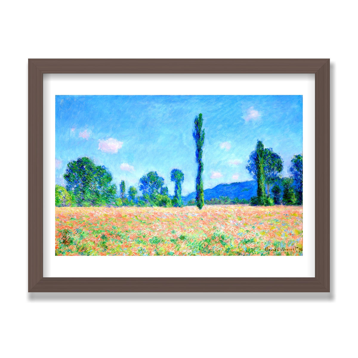 Poppy Field, Giverny, 12 × 16 in, Walnut frame