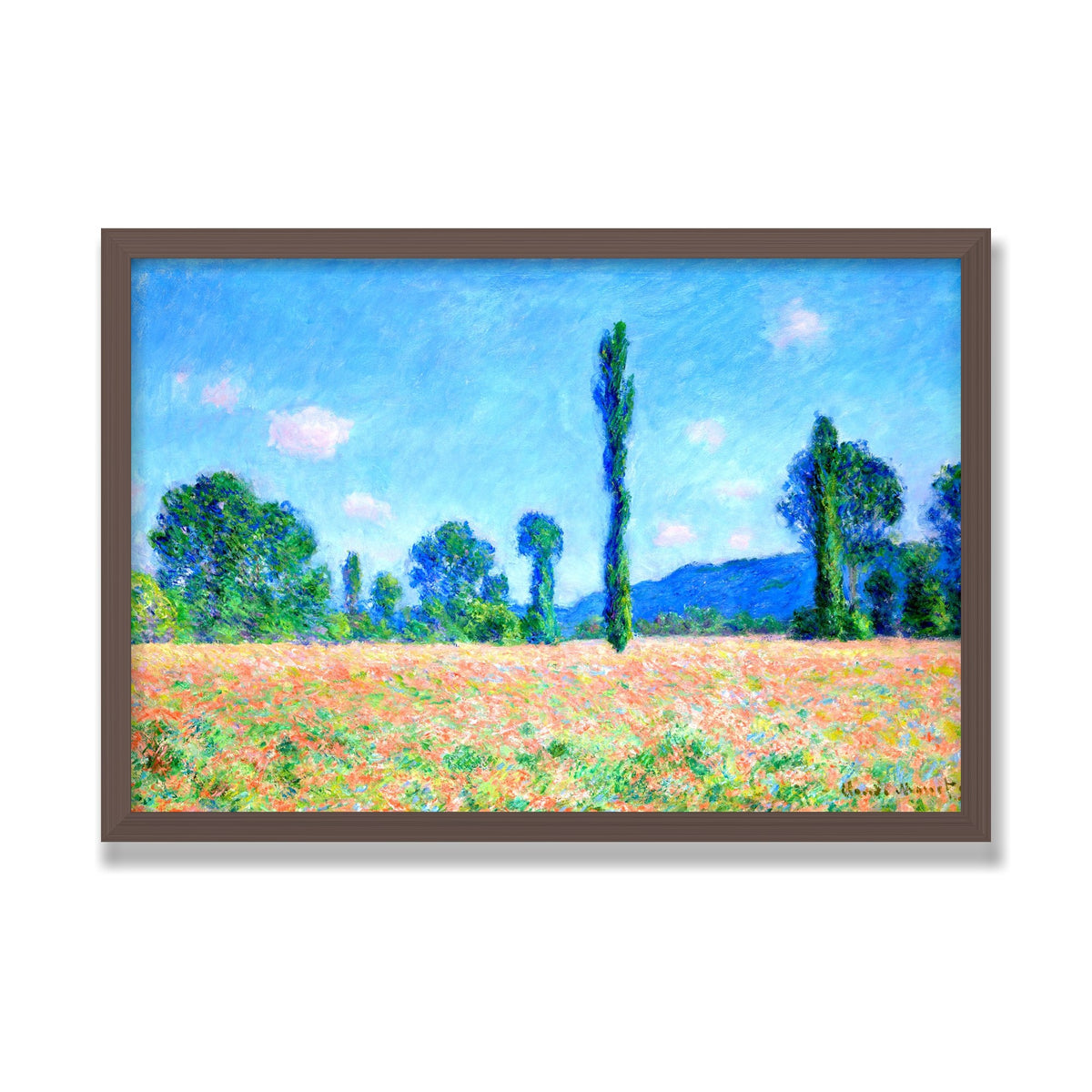 Poppy Field, Giverny, 16 × 24 in, Walnut frame