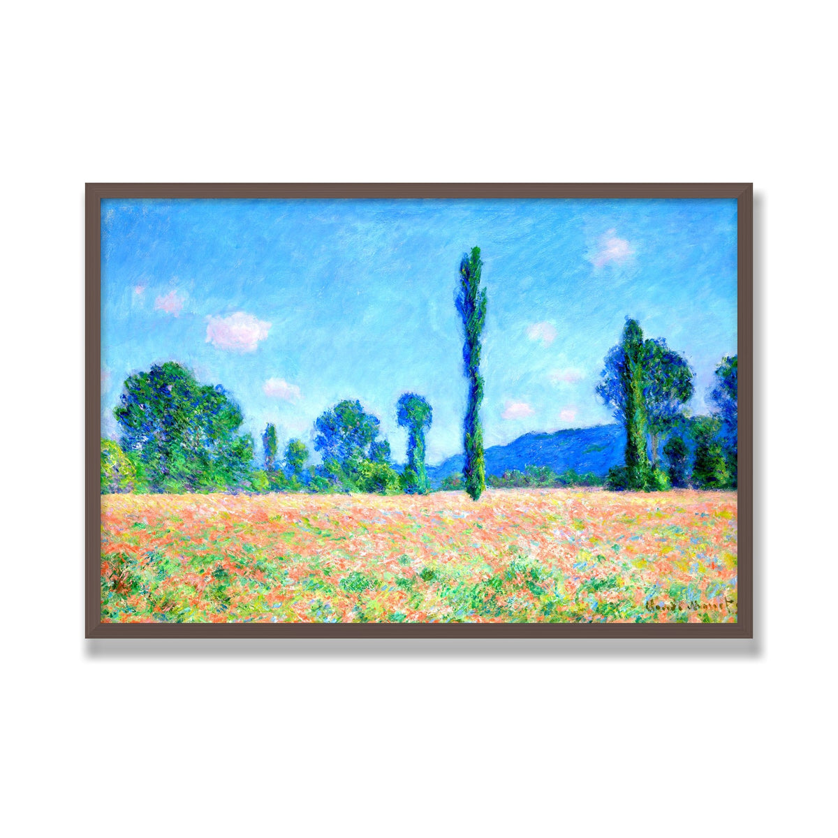 Poppy Field, Giverny, 24 × 36 in, Walnut frame