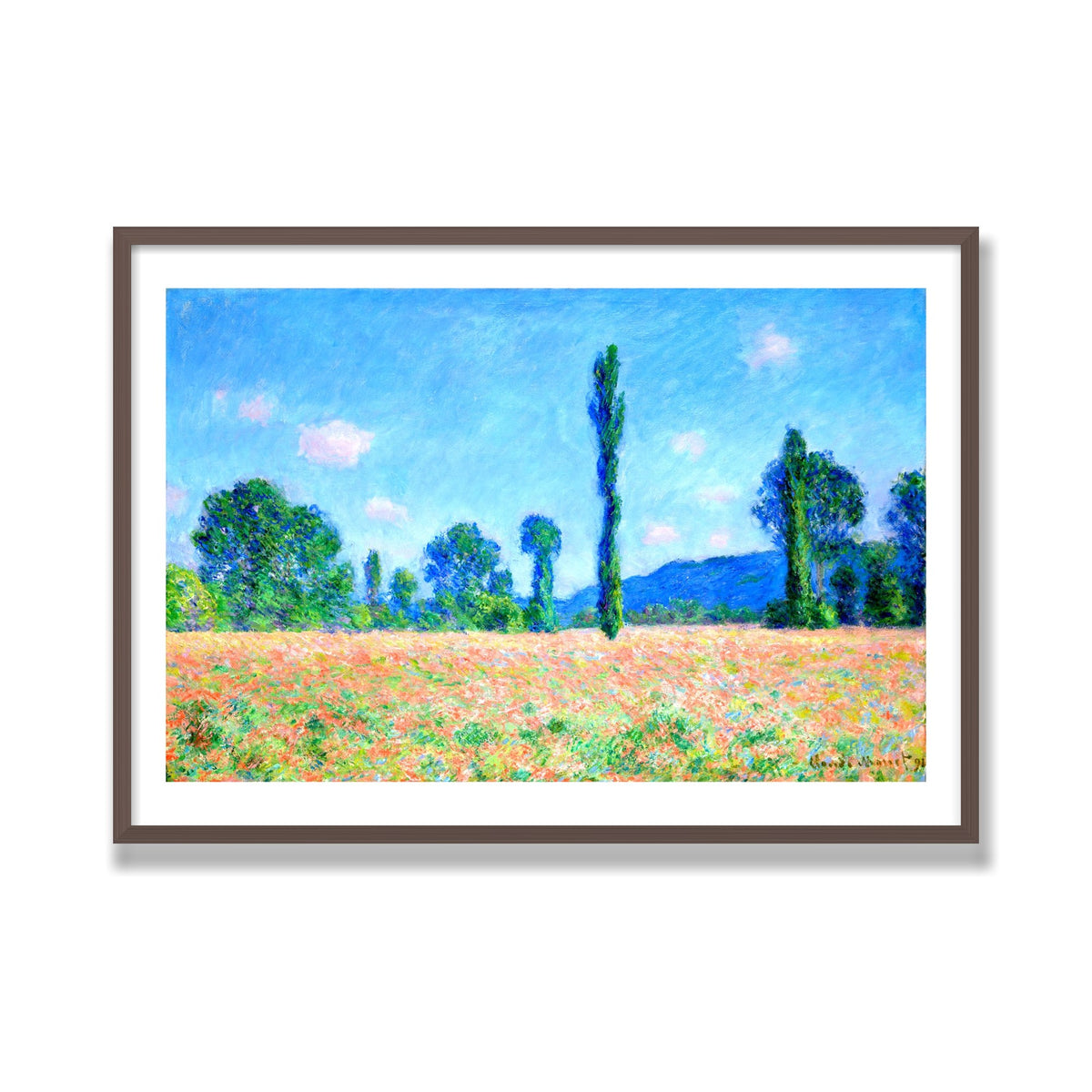 Poppy Field, Giverny, 28 × 40 in, Walnut frame
