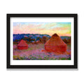 Stacks of Wheat, End of Day, 12 × 16 in, Black Oak frame