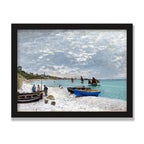 The Beach at Sainte-Adresse, 12 × 16 in, Black Oak frame