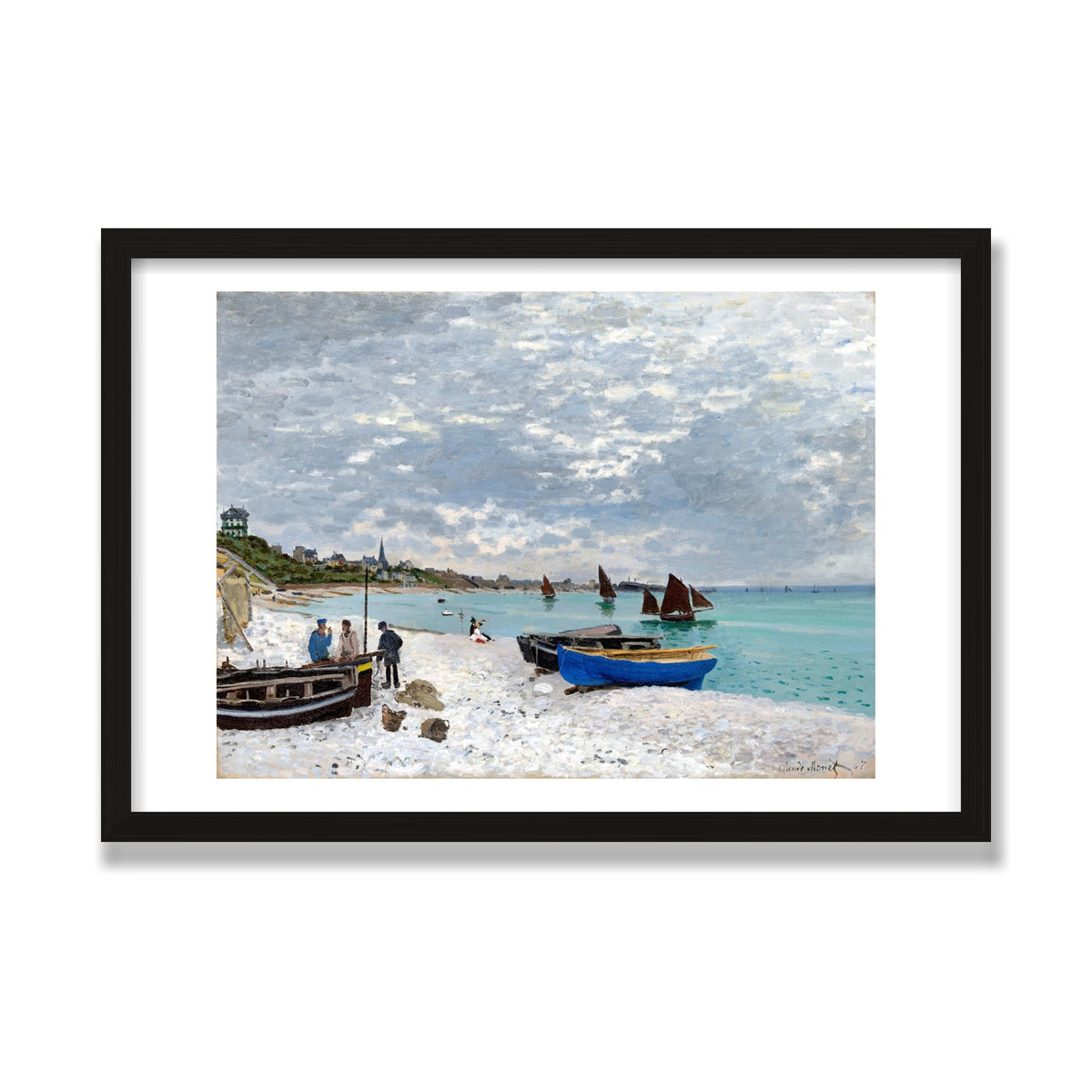 The Beach at Sainte-Adresse, 16 × 24 in, Black Oak frame
