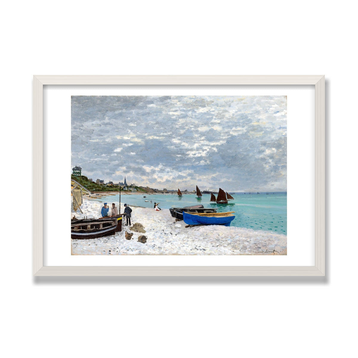 The Beach at Sainte-Adresse, 16 × 24 in, White Oak frame