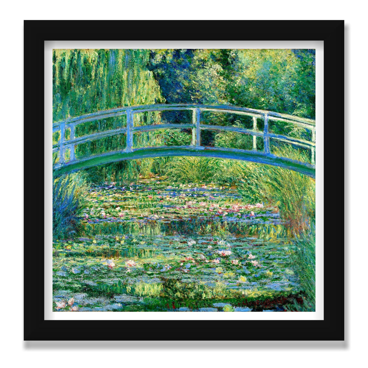The Water-Lily Pond (Japanese Bridge), 12 × 12 in, Black Satin frame