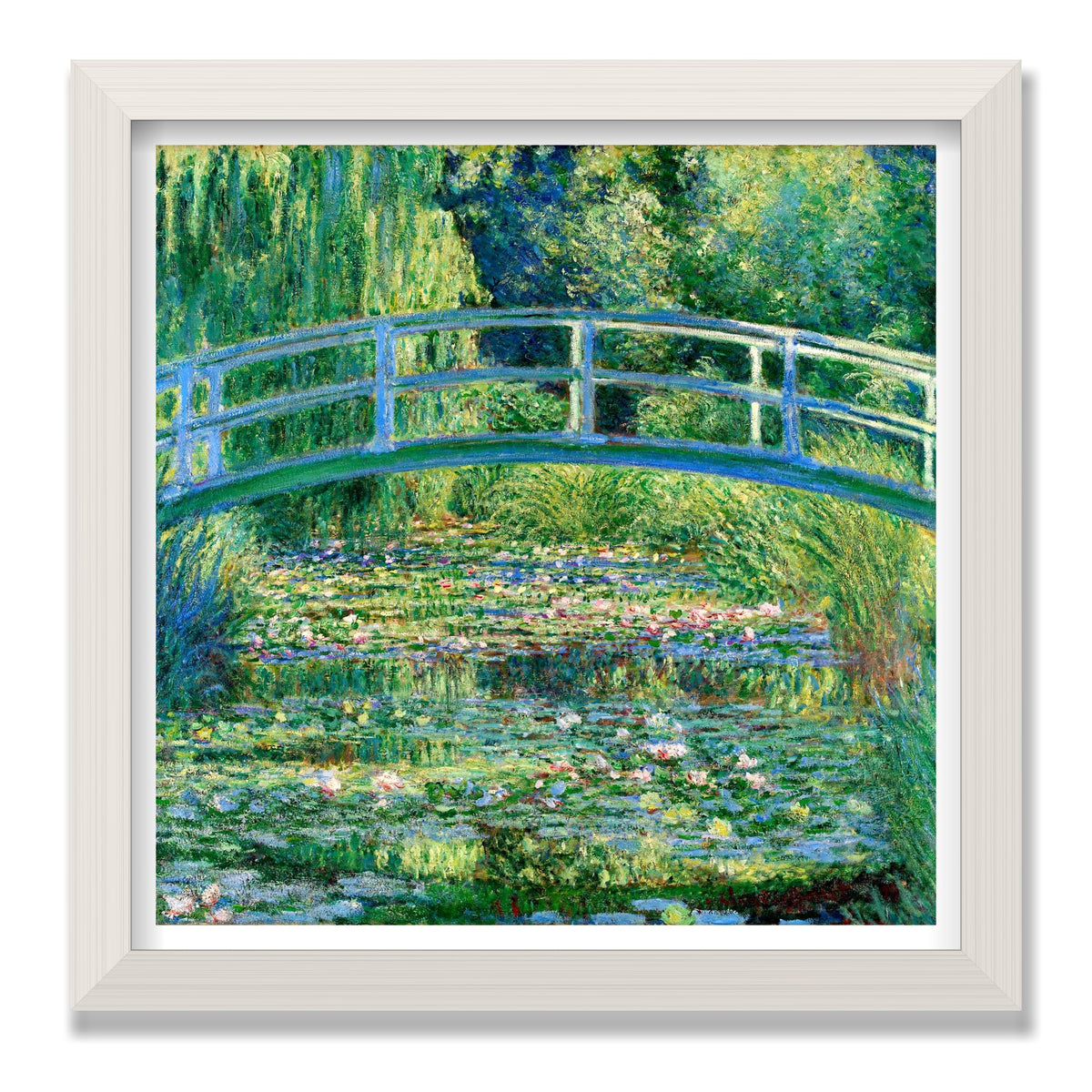 The Water-Lily Pond (Japanese Bridge), 12 × 12 in, White Oak frame