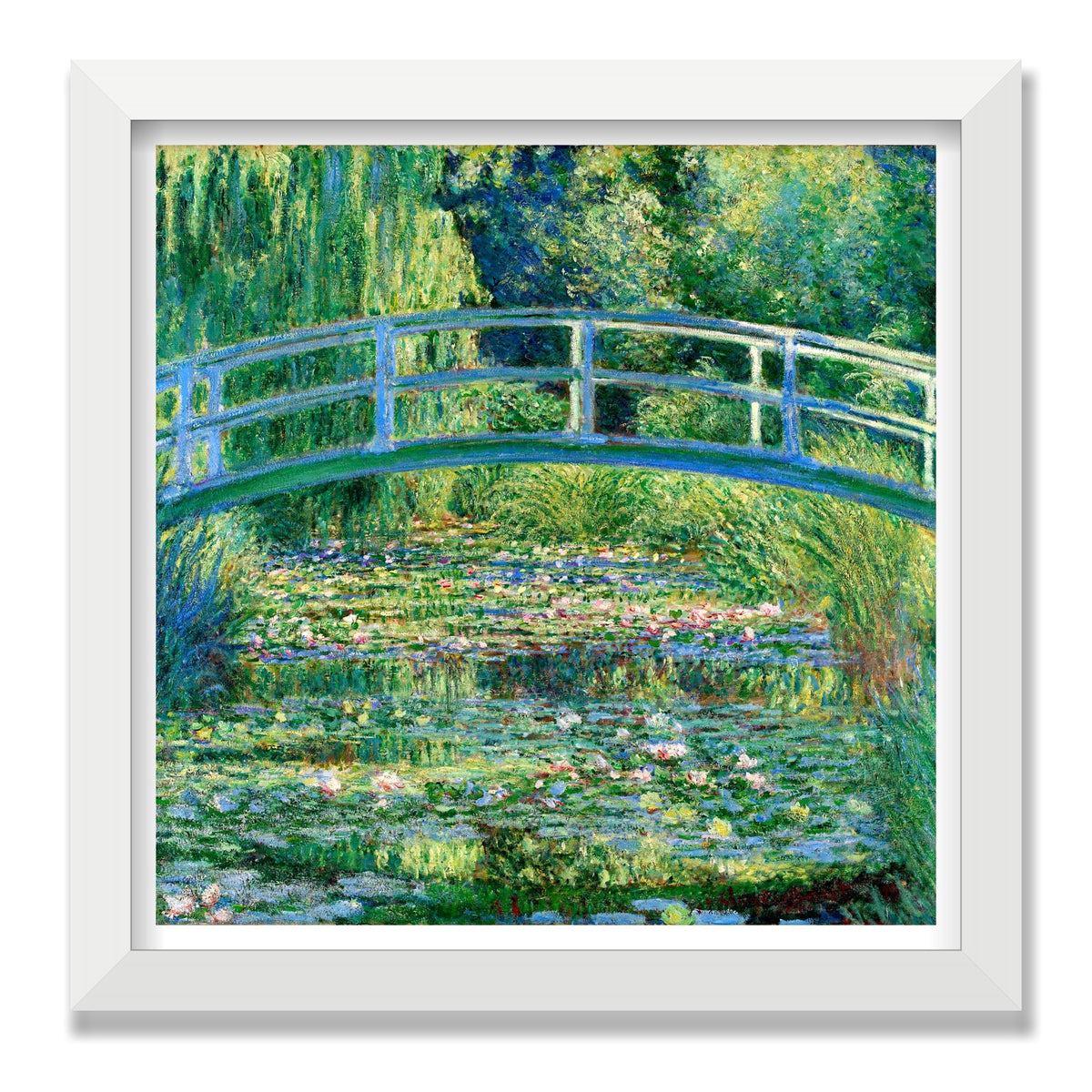 The Water-Lily Pond (Japanese Bridge), 12 × 12 in, White Satin frame
