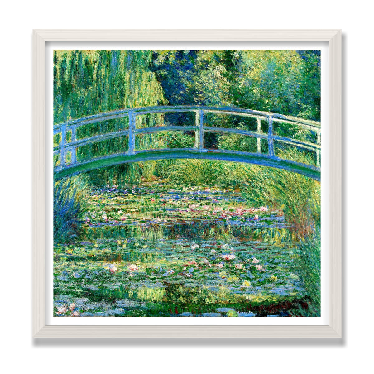 The Water-Lily Pond (Japanese Bridge), 20 × 20 in, White Oak frame
