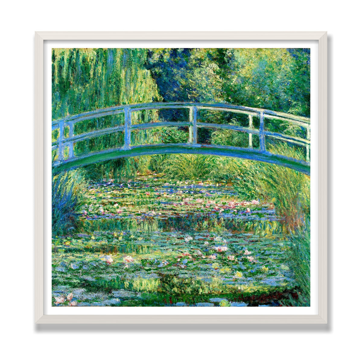 The Water-Lily Pond (Japanese Bridge), 28 × 28 in, White Oak frame