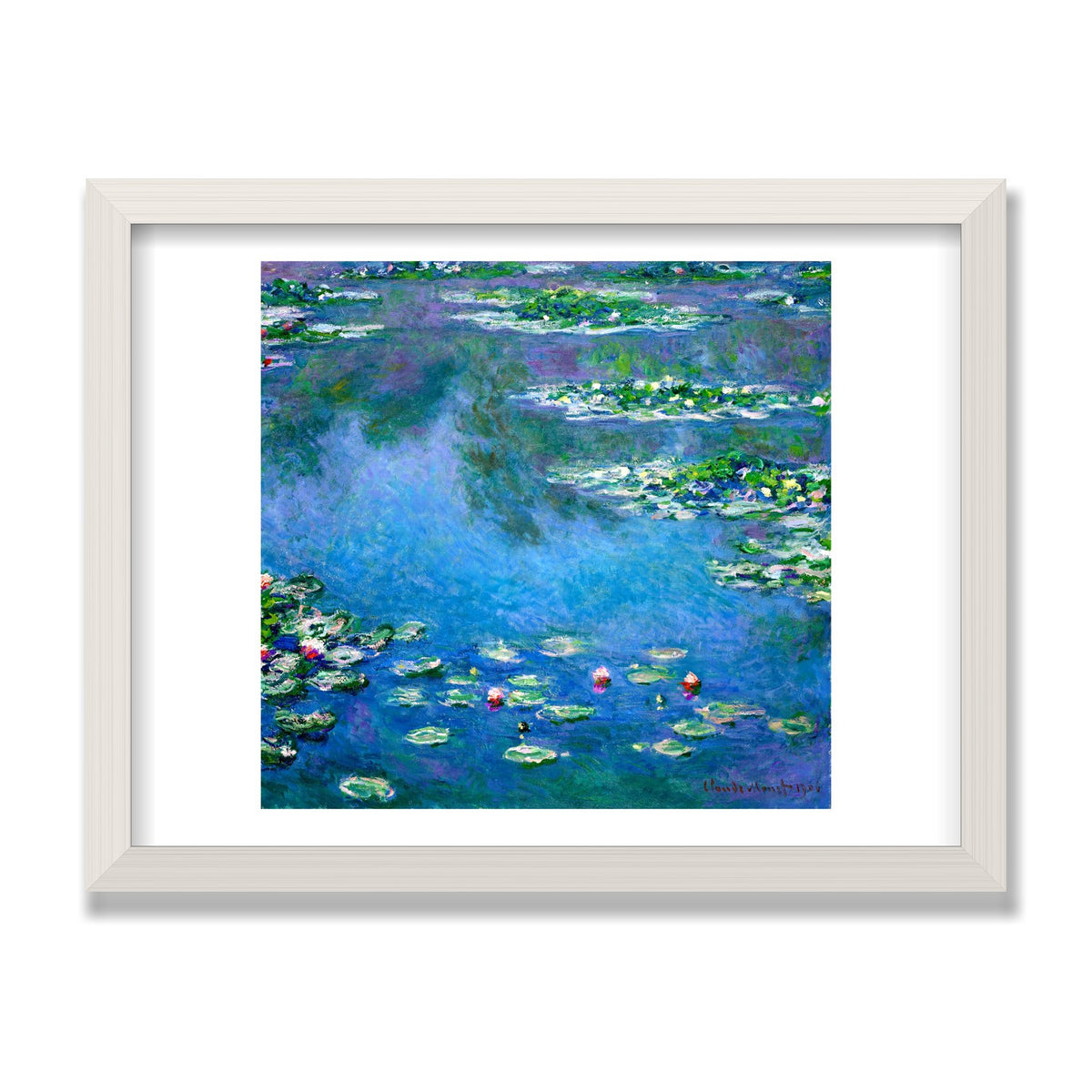 Water Lilies, 12 × 16 in, White Oak frame
