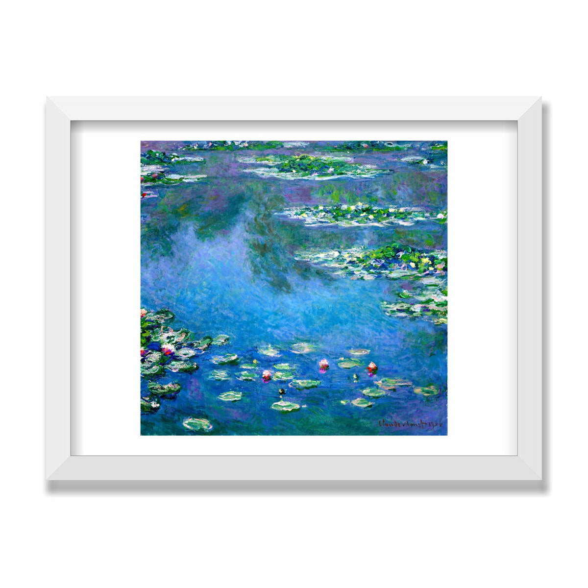 Water Lilies, 12 × 16 in, White Satin frame