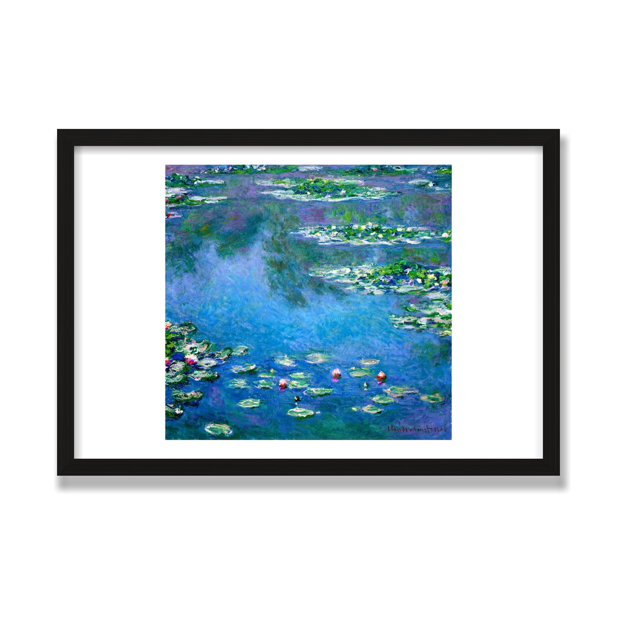 Water Lilies, 16 × 24 in, Black Oak frame