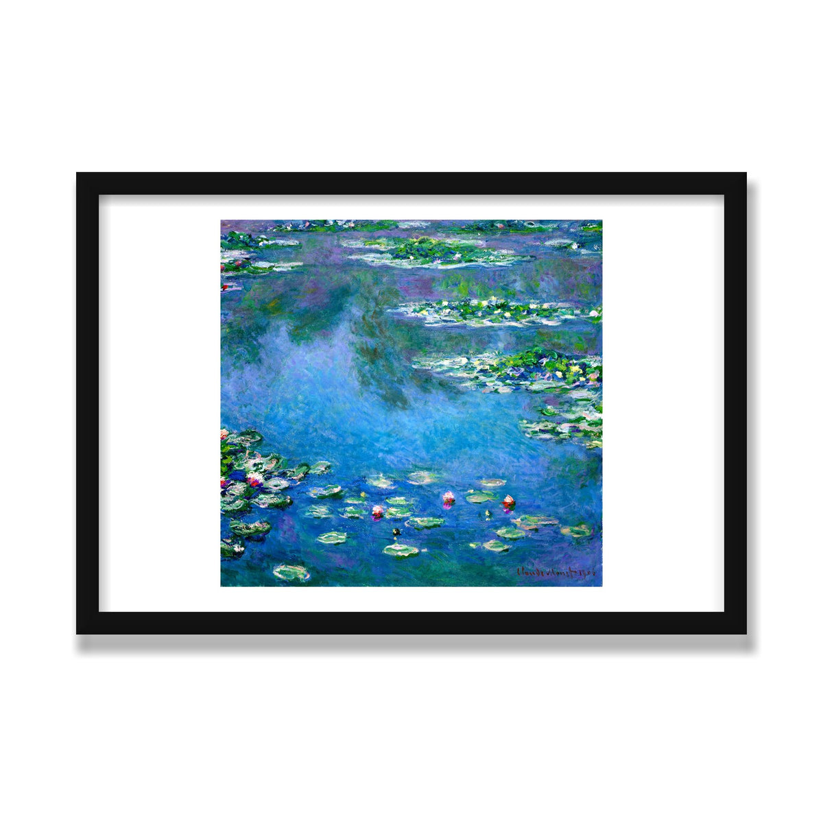 Water Lilies, 16 × 24 in, Black Satin frame