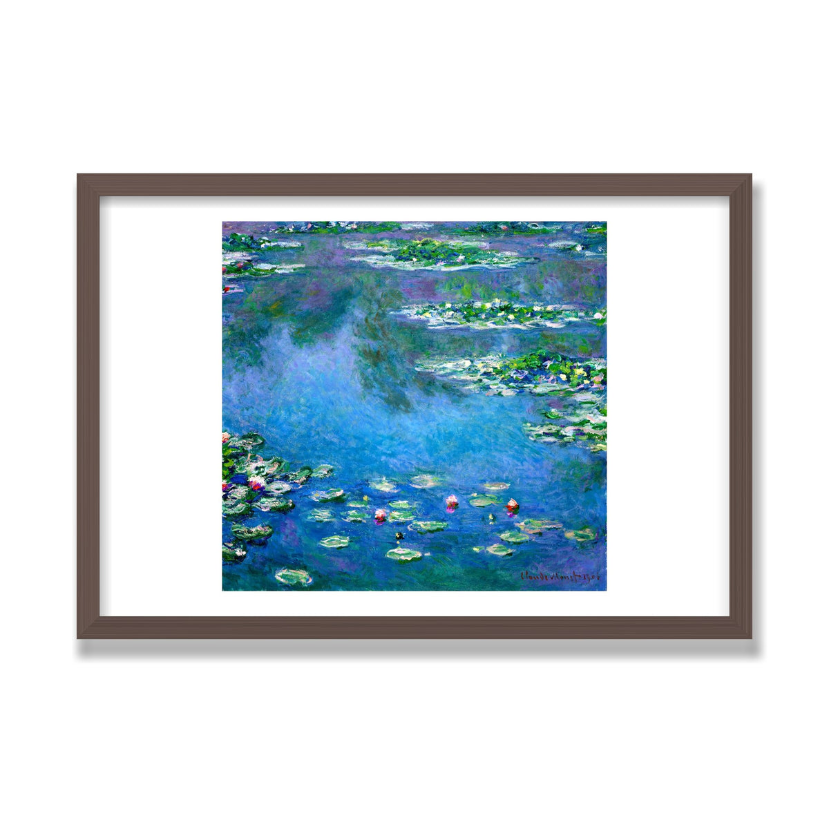 Water Lilies, 16 × 24 in, Walnut frame