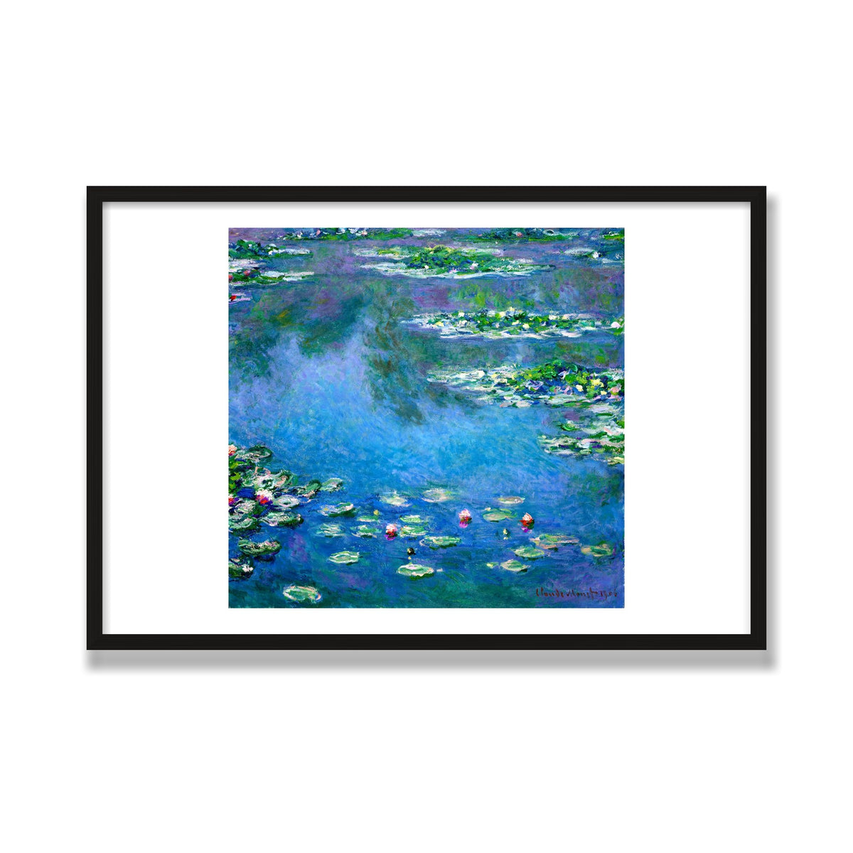 Water Lilies, 24 × 36 in, Black Oak frame