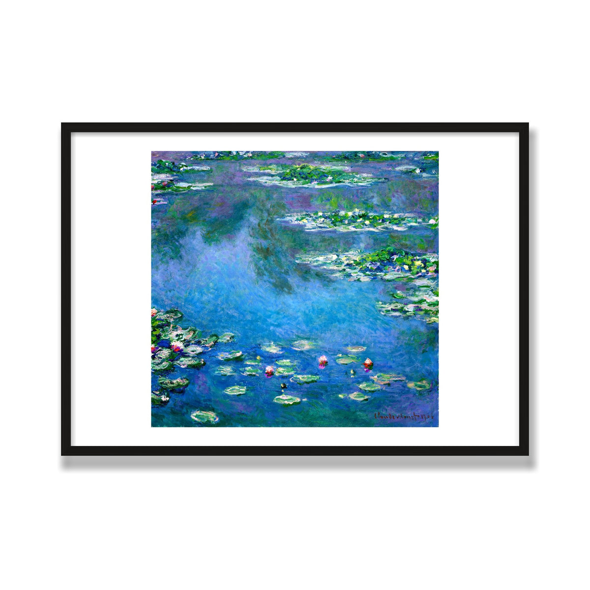 Water Lilies, 28 × 40 in, Black Oak frame