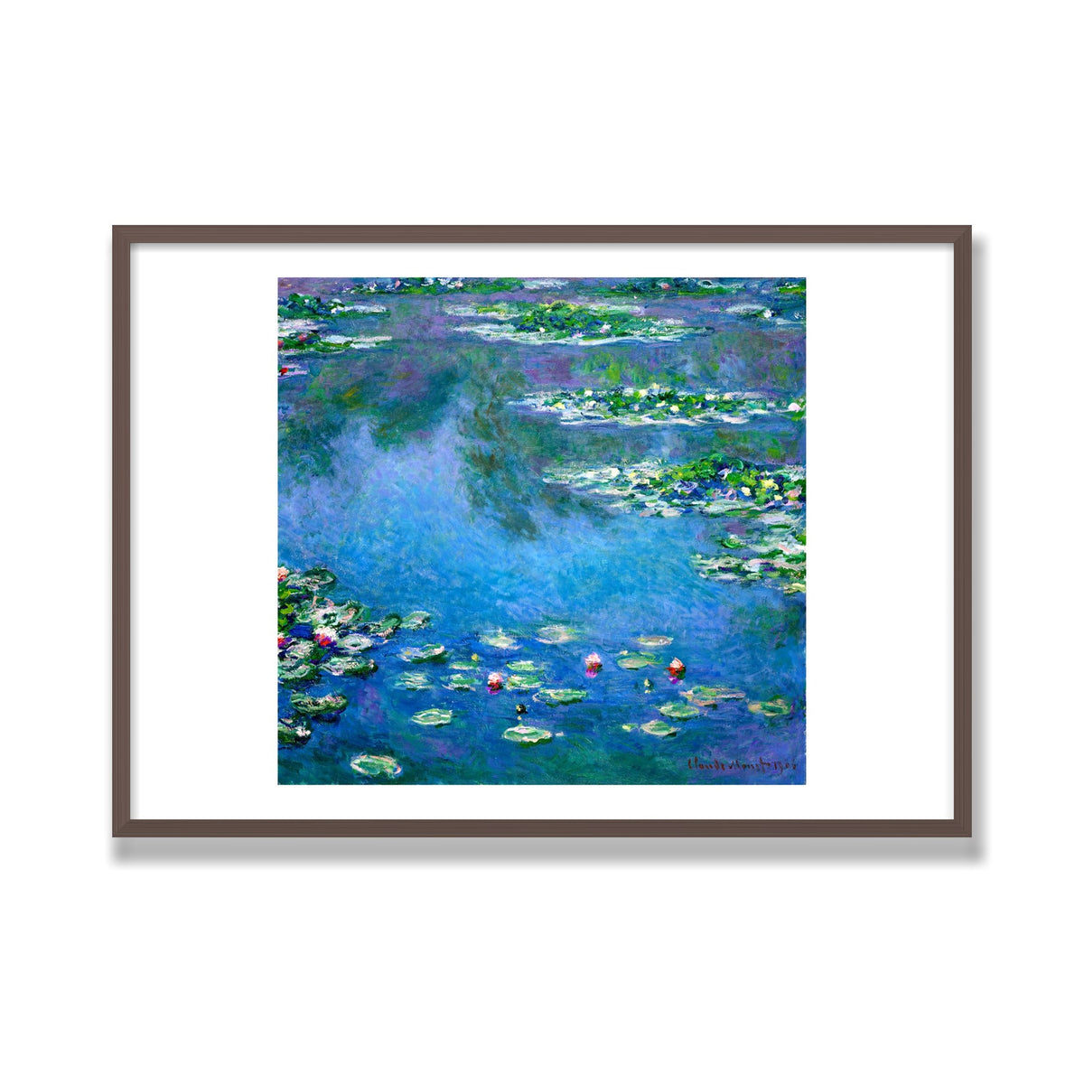 Water Lilies, 28 × 40 in, Walnut frame