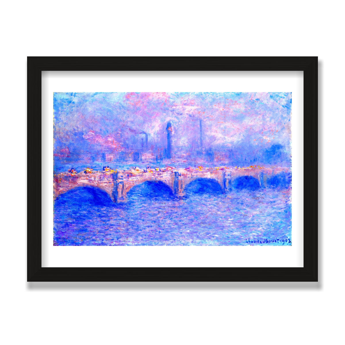 Waterloo Bridge, Sunlight Effect, 12 × 16 in, Black Oak frame