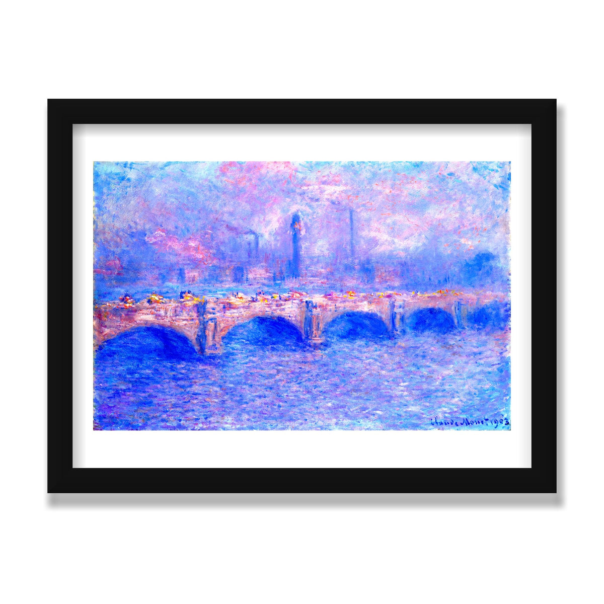 Waterloo Bridge, Sunlight Effect, 12 × 16 in, Black Satin frame