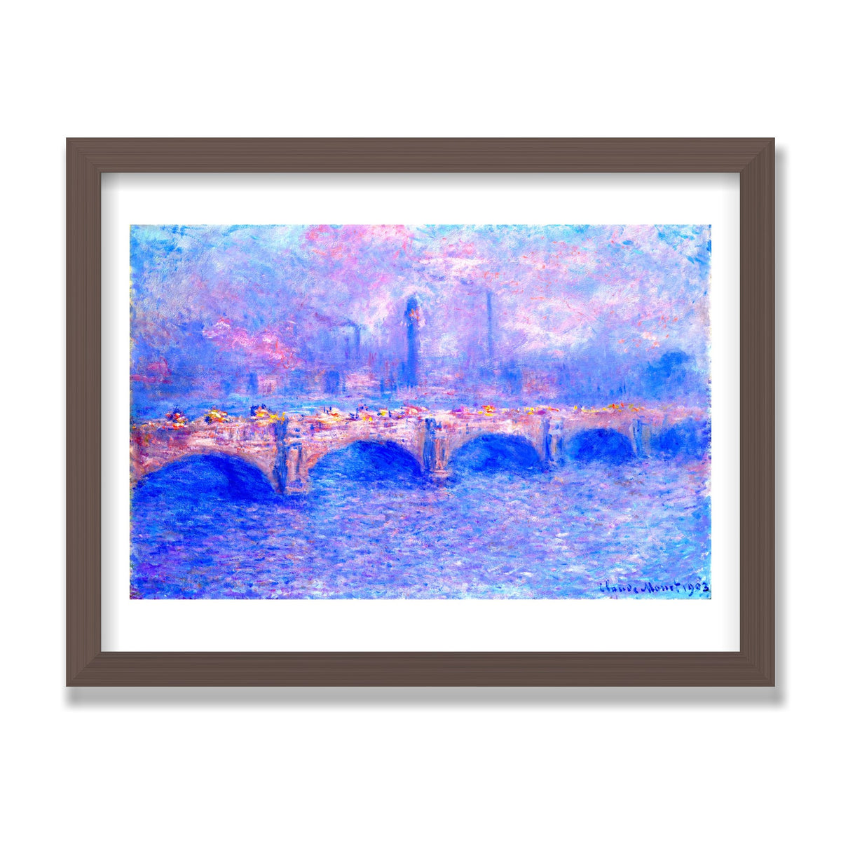 Waterloo Bridge, Sunlight Effect, 12 × 16 in, Walnut frame