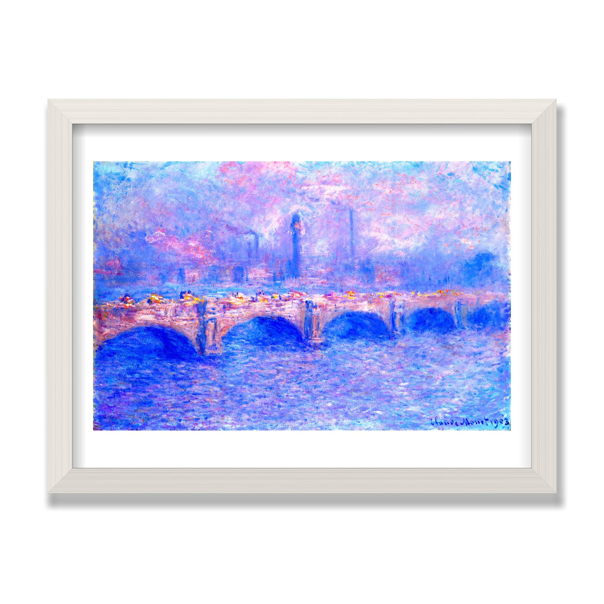 Waterloo Bridge, Sunlight Effect, 12 × 16 in, White Oak frame