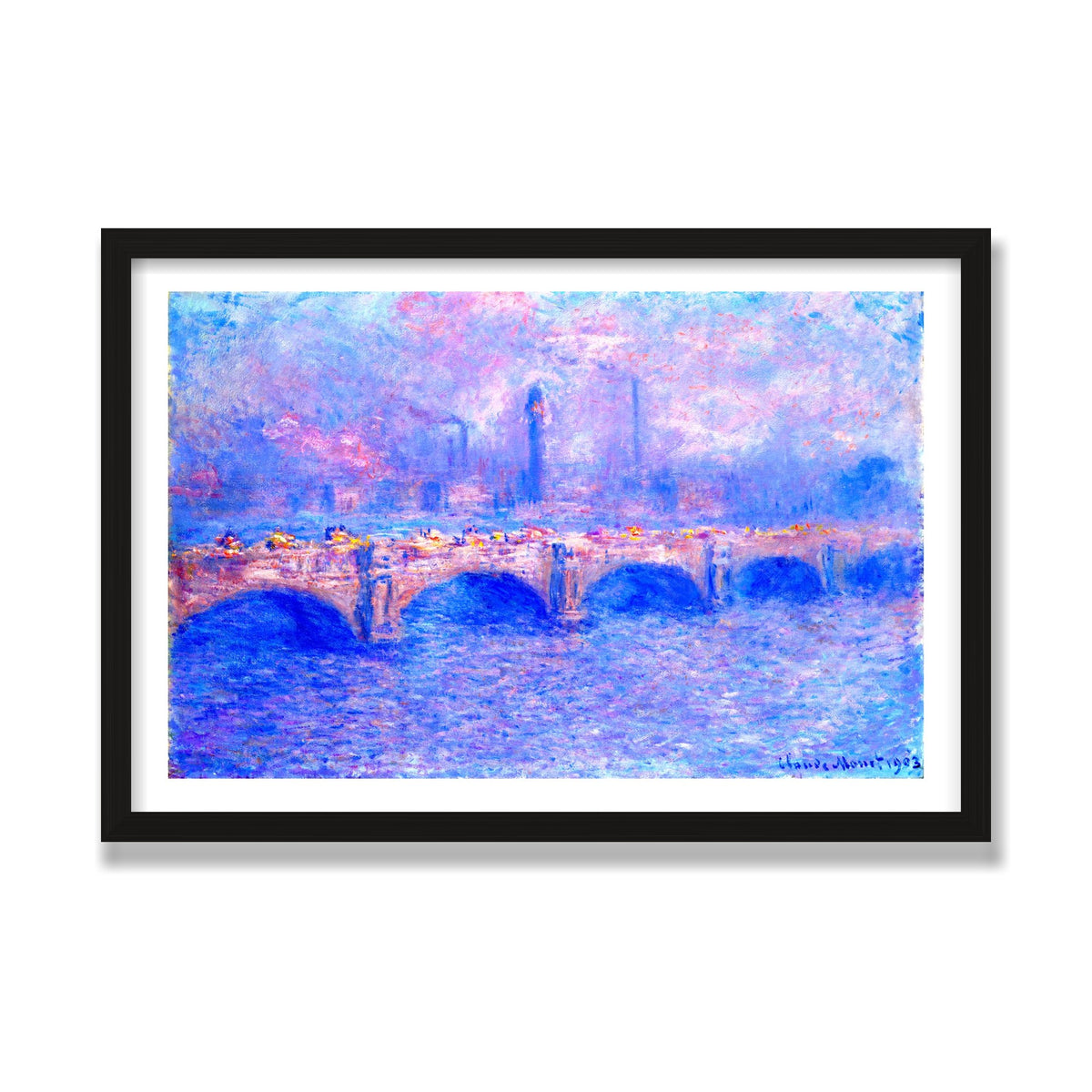 Waterloo Bridge, Sunlight Effect, 16 × 24 in, Black Oak frame