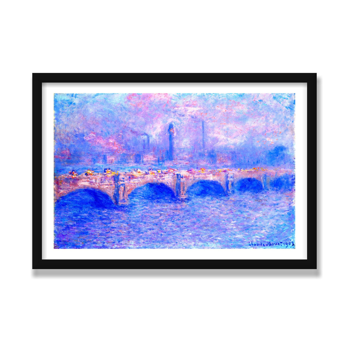 Waterloo Bridge, Sunlight Effect, 16 × 24 in, Black Satin frame