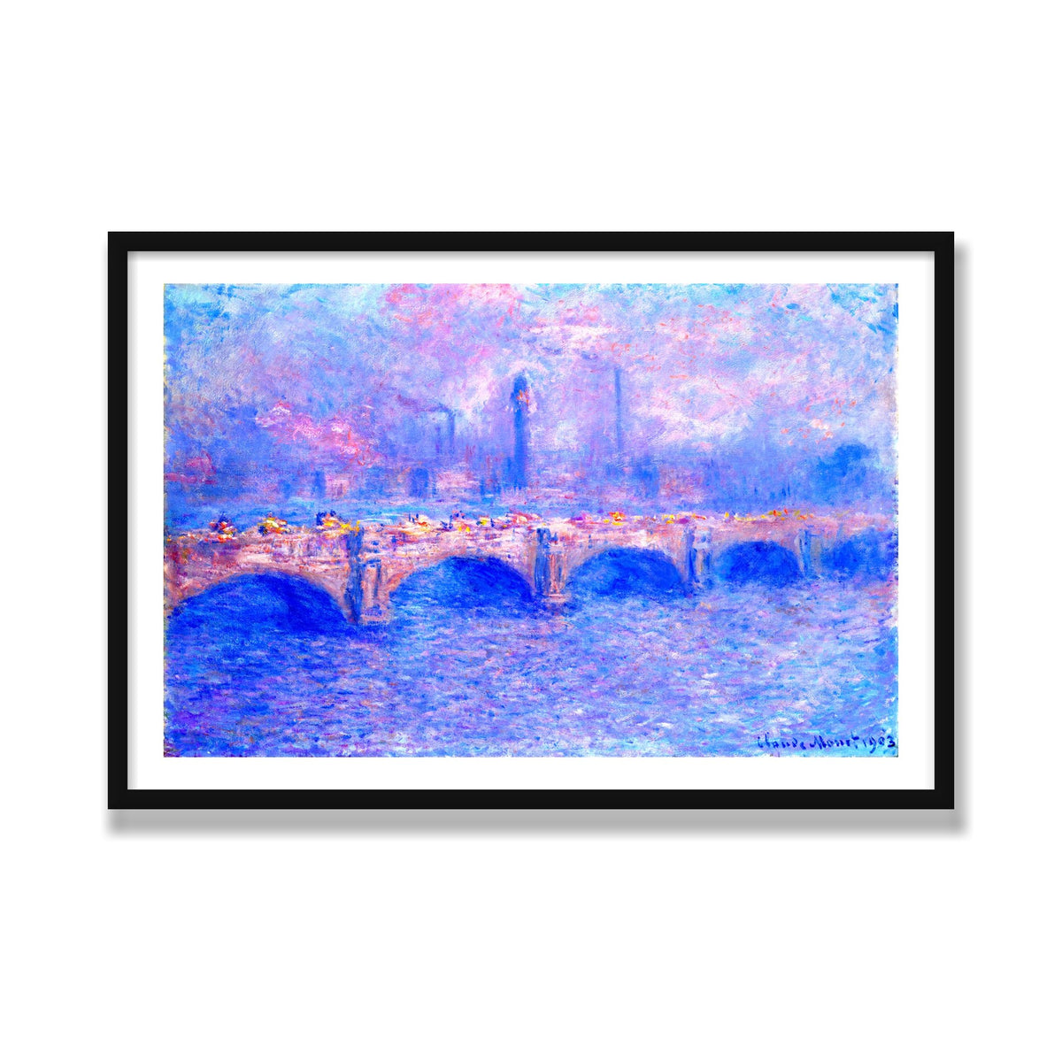 Waterloo Bridge, Sunlight Effect, 24 × 36 in, Black Satin frame