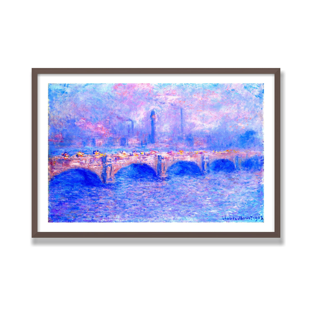 Waterloo Bridge, Sunlight Effect, 24 × 36 in, Walnut frame
