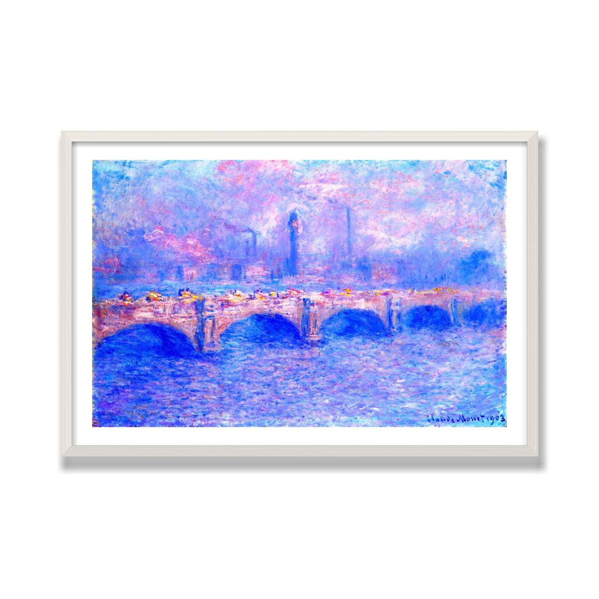 Waterloo Bridge, Sunlight Effect, 24 × 36 in, White Oak frame