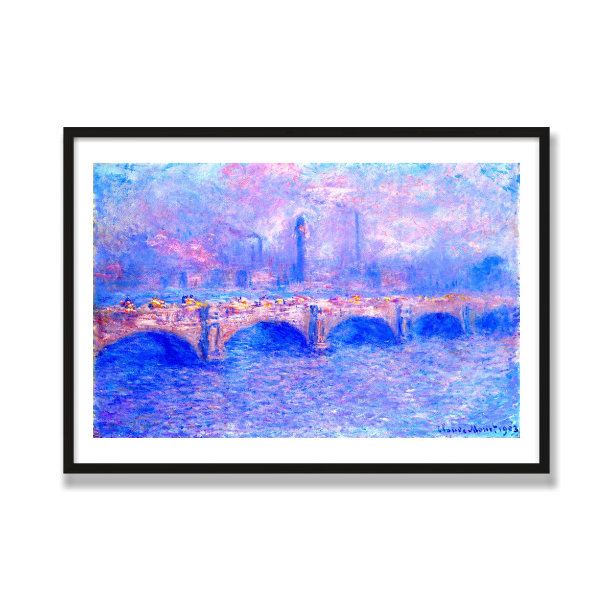 Waterloo Bridge, Sunlight Effect, 28 × 40 in, Black Oak frame