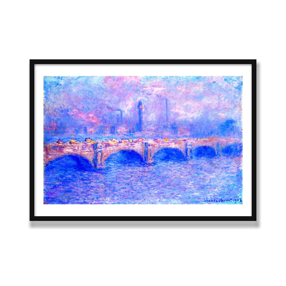 Waterloo Bridge, Sunlight Effect, 28 × 40 in, Black Satin frame