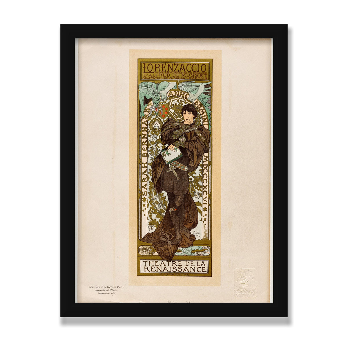 Lorenzaccio, 12 × 16 in, Black Satin frame