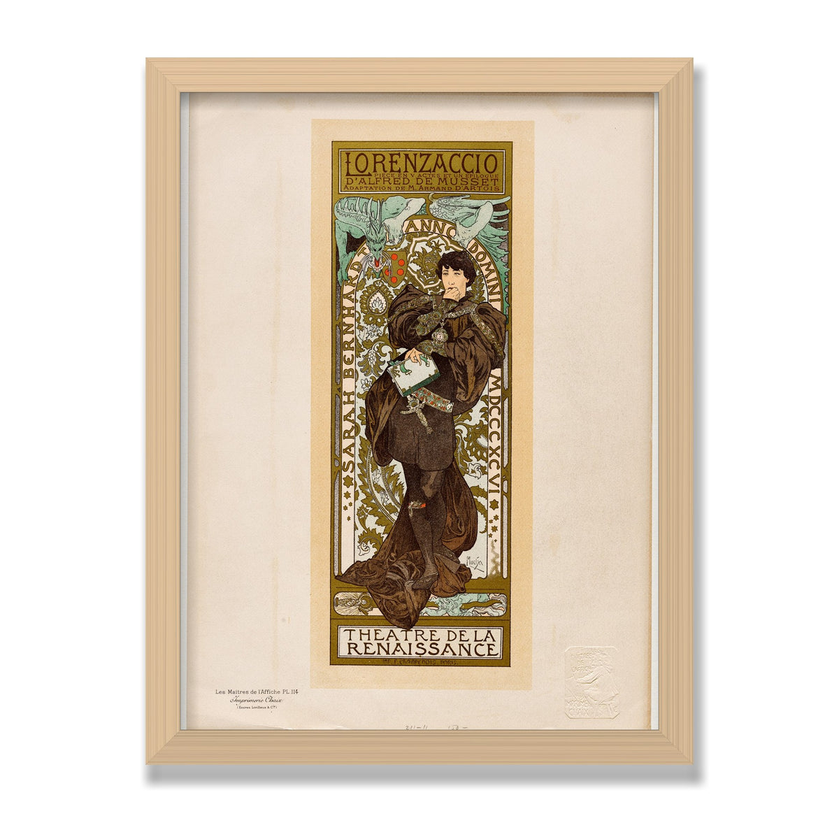 Lorenzaccio, 12 × 16 in, Natural Oak frame