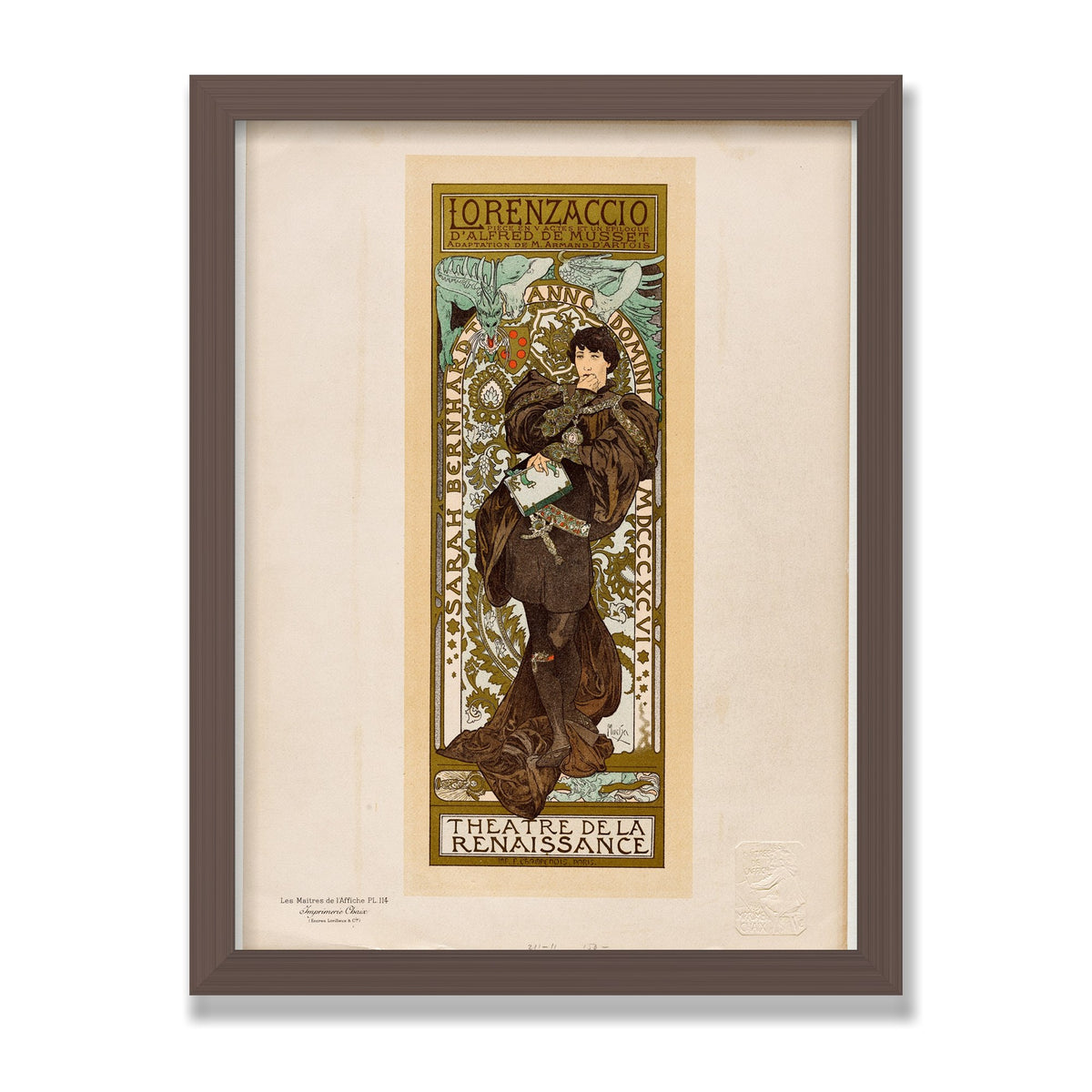 Lorenzaccio, 12 × 16 in, Walnut frame