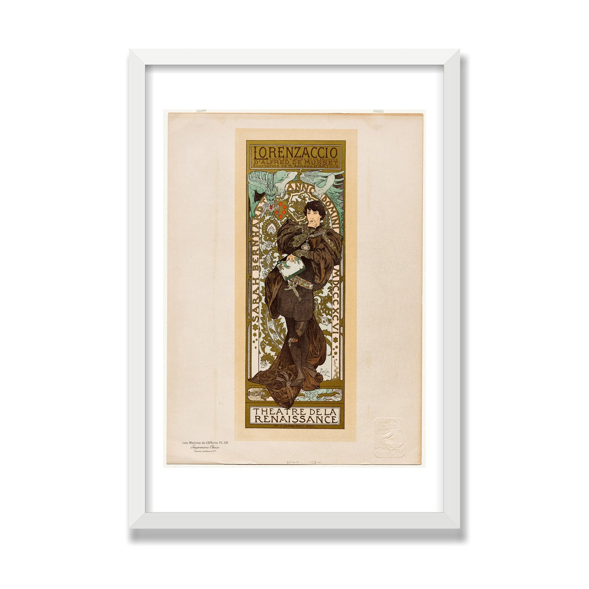 Lorenzaccio, 16 × 24 in, White Satin frame