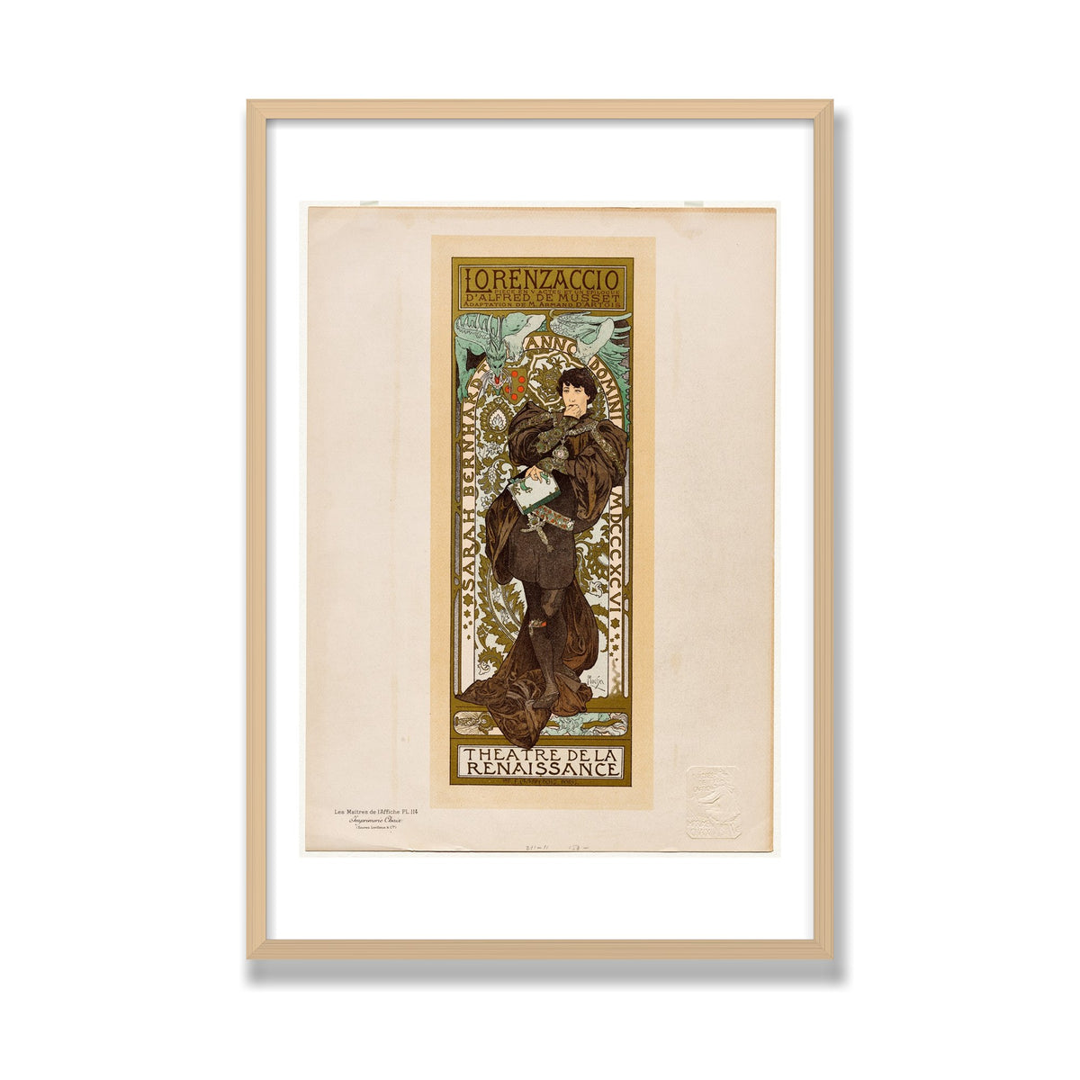 Lorenzaccio, 24 × 36 in, Natural Oak frame