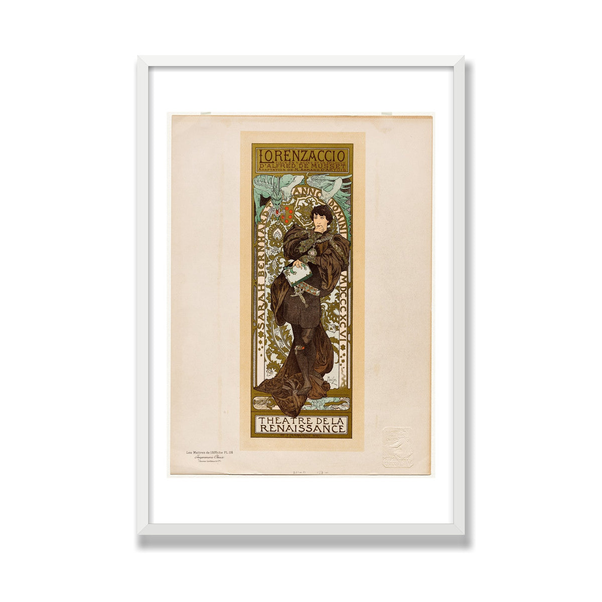 Lorenzaccio, 24 × 36 in, White Satin frame