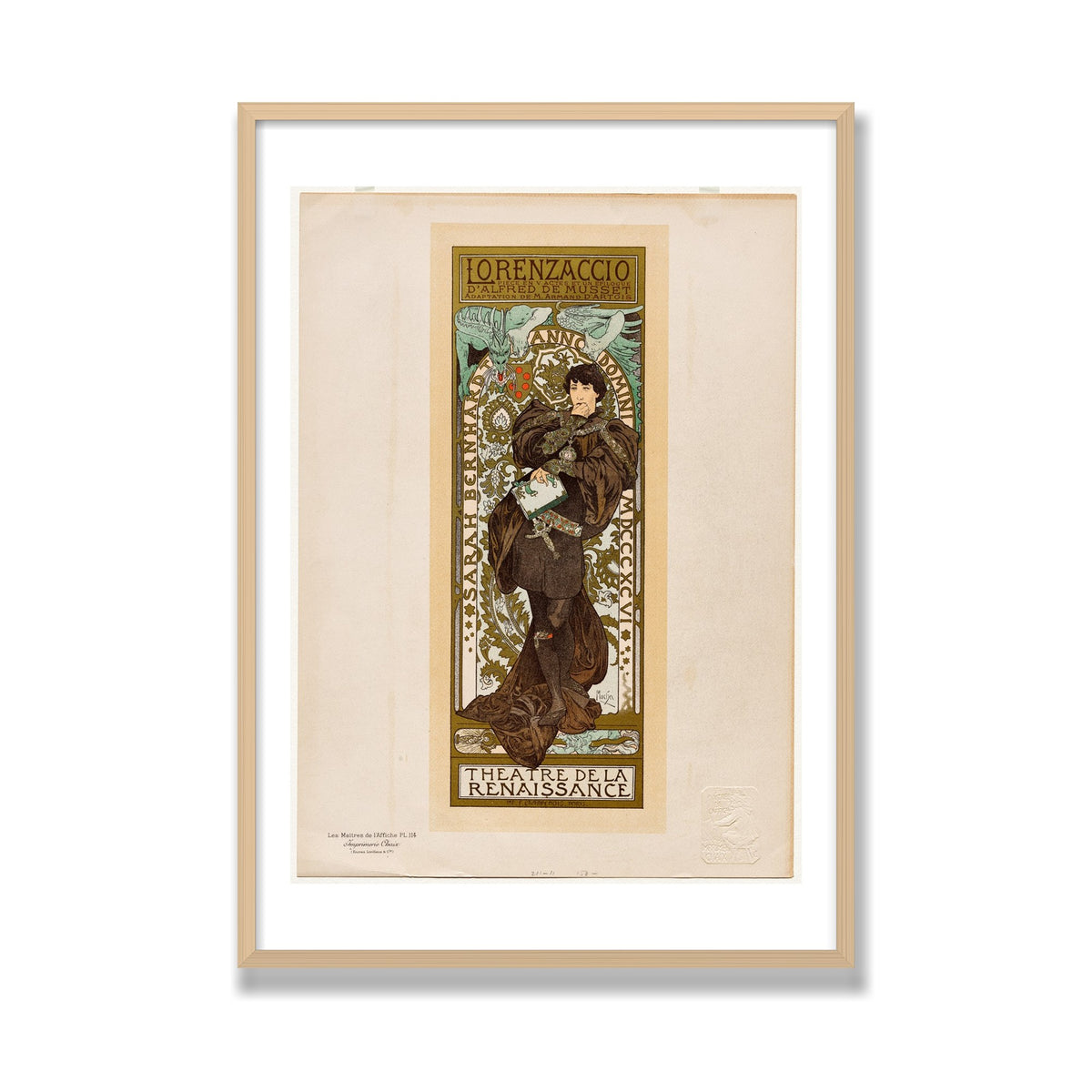 Lorenzaccio, 28 × 40 in, Natural Oak frame