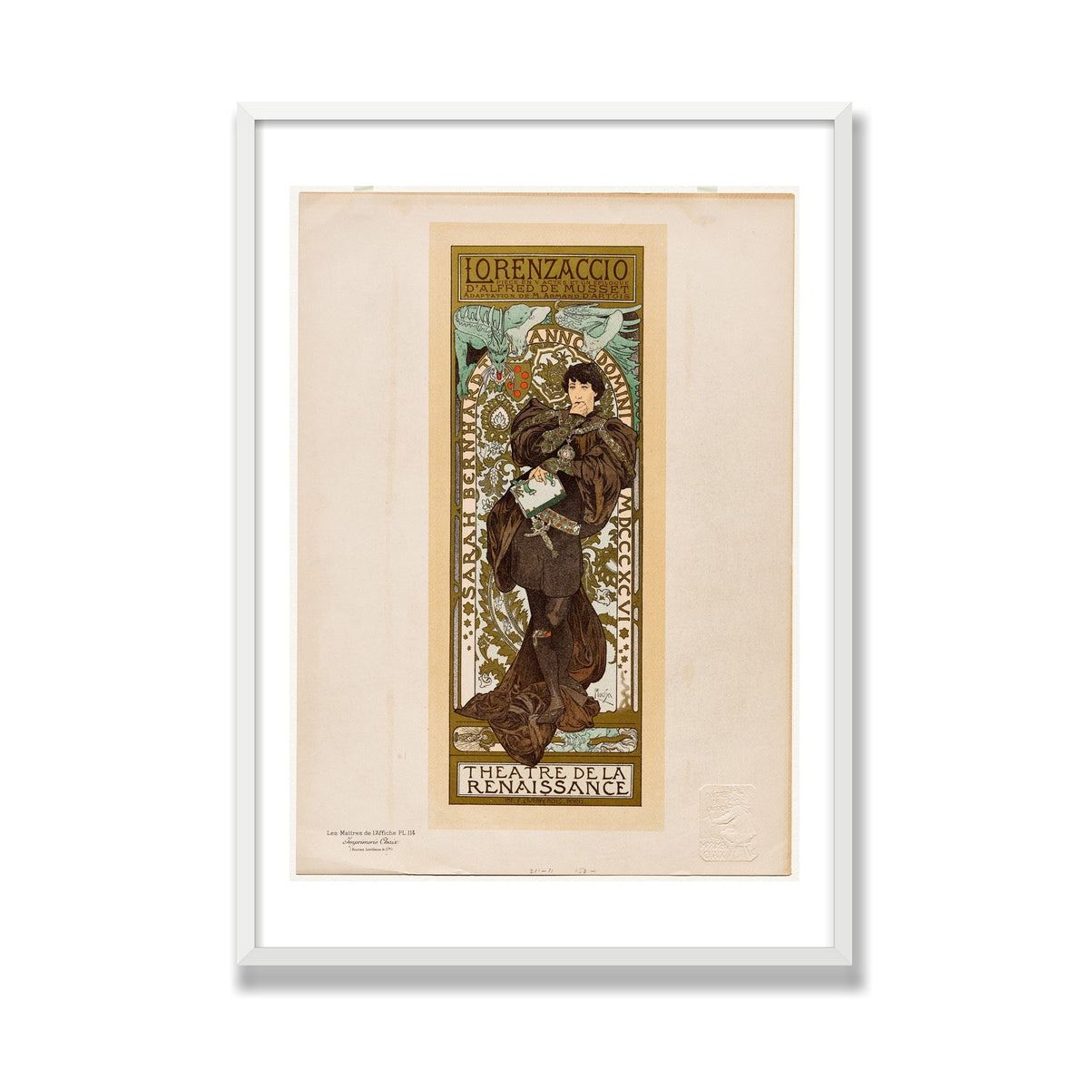Lorenzaccio, 28 × 40 in, White Satin frame