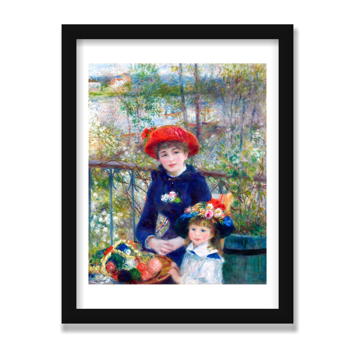 Two Sisters (On the Terrace), 12 × 16 in, Black Satin frame