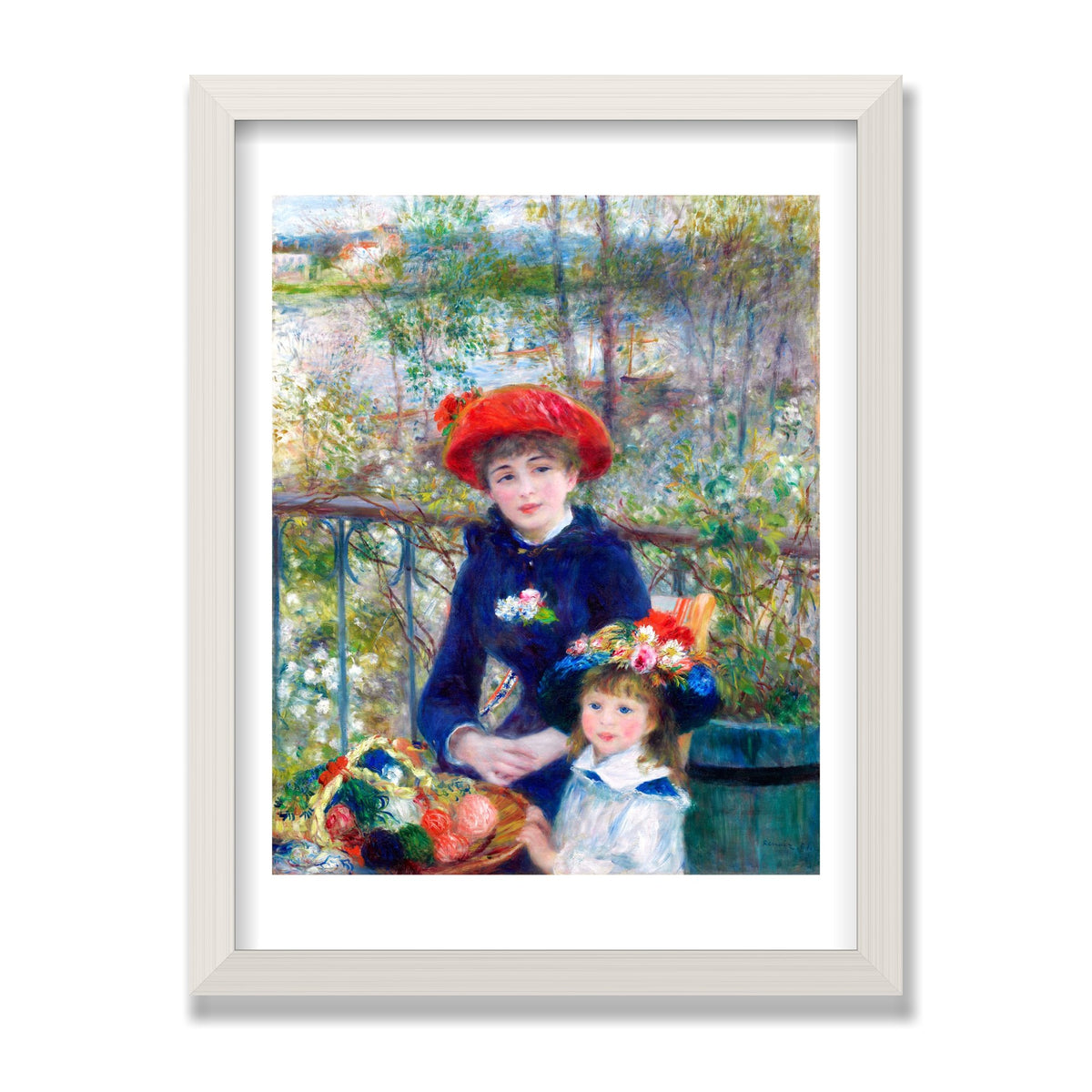 Two Sisters (On the Terrace), 12 × 16 in, White Oak frame