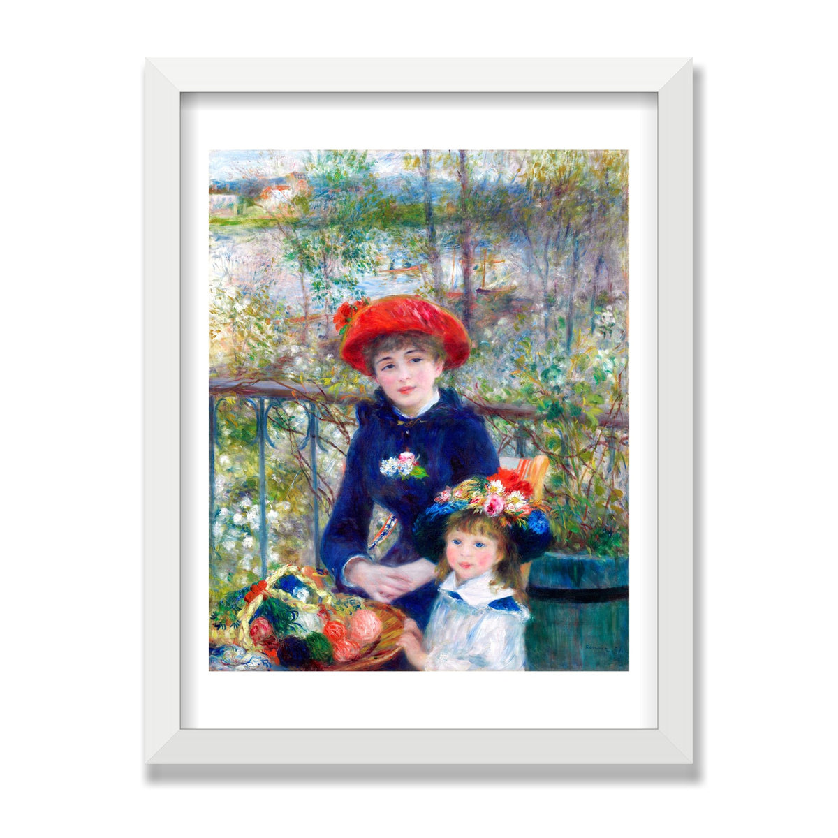 Two Sisters (On the Terrace), 12 × 16 in, White Satin frame
